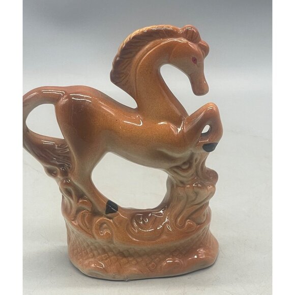 Vintage Art Deco Horse Statue Figurine Ceramic Porcelain brown 6x4.5" brown READ - Picture 3 of 5